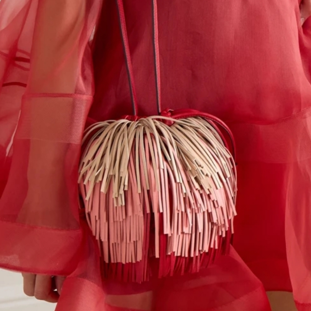 Zimmermann Unique Purse Coral Pink Fringe Crossbody Bag - Picture 7 of 16